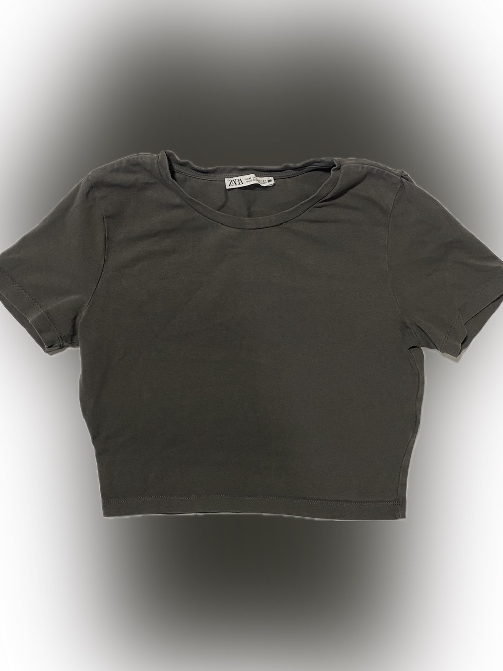 Zara Dark Charcoal Crop Tee